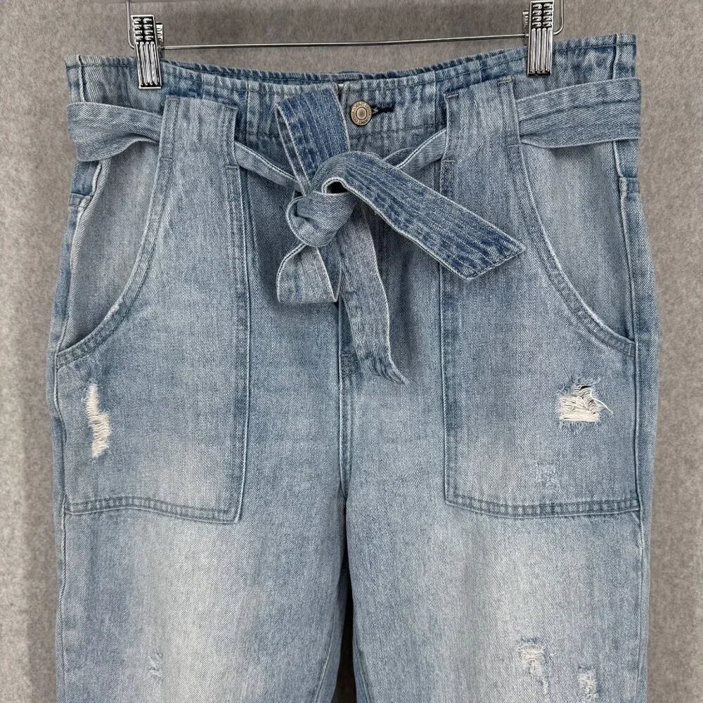 Vervet Womens Audrey Super High Rise Self Tie Utility Jean Size 30 Light Wash
